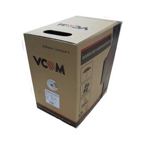 VCOM CAT5e UTP 305m Grey Retail Packaged Reel Box 24AWG 4 Pairs Solid CCA Network Cable
