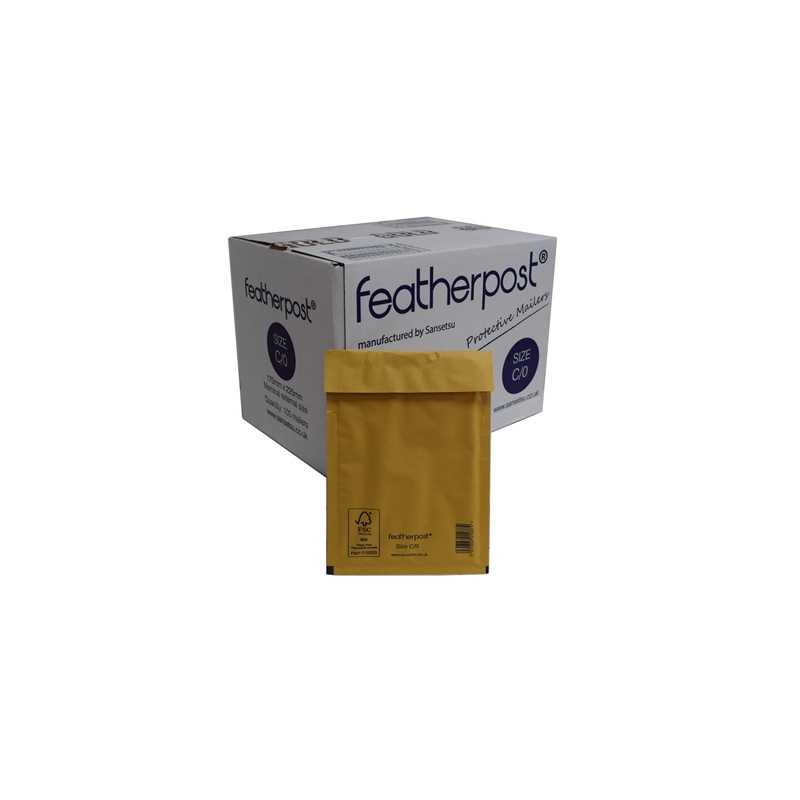 Featherpost Size C/0 Bubble Lined Mailers 170mm x 225mm Box of 100