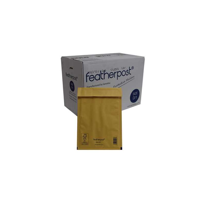 Featherpost Size D/1 Bubble Lined Mailers 200mm x 275mm Box of 100