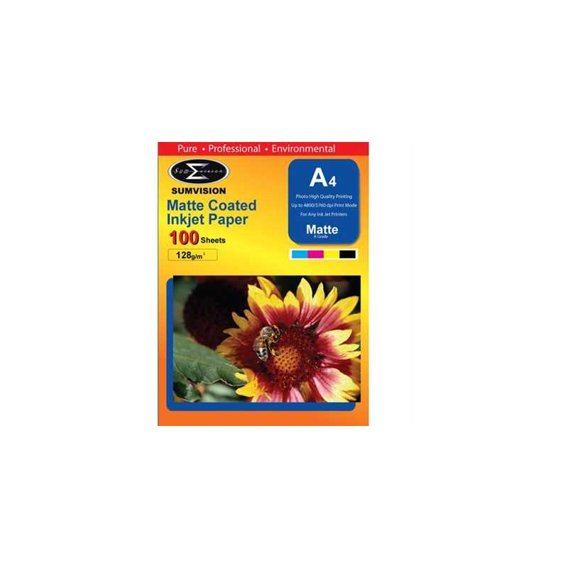 Sumvision A4 Photo Paper 128gsm Matte 100 pack