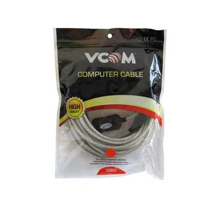 VCOM USB 2.0 A (M) to USB 2.0 A (F) with IC Power 10m Grey Retail Packaged Extension Data Cable
