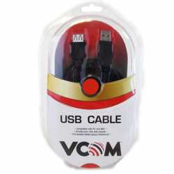 VCOM USB 2.0 A (M) to USB 2.0 A (F) 3m Black Retail Packaged Extension Data Cable