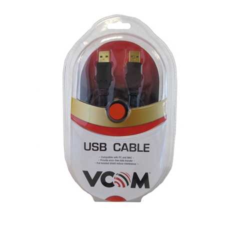 VCOM USB 2.0 A (M) to USB 2.0 A (M) 5m Black Retail Packaged Data Cable