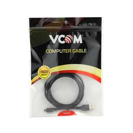 VCOM USB 2.0 A (M) to USB 2.0 Micro B (M) 1.8m Black Retail Packaged Data Cable