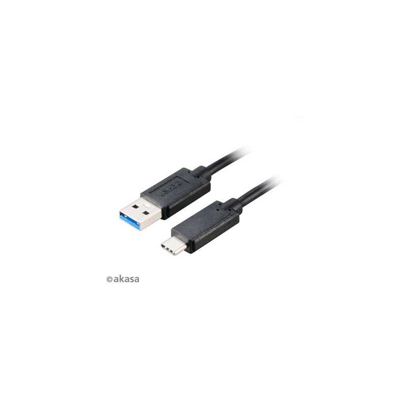 Akasa USB 3.0 A (M) to USB 3.1 C (M) 1m Black Retail Packaged Data Cable