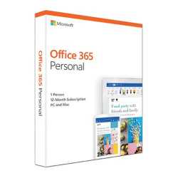Microsoft Office 365 Personal 2019, 1 User, 1 Device, 1 Year Subscription, 32 & 64 bit, Medialess