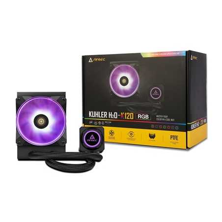 Antec Kuhler H20 K120 Universal Socket 120mm PWM 2000RPM RGB LED AiO Liquid CPU Cooler with Wired RGB Controller