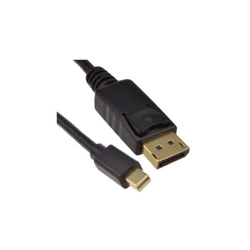 Spire Mini DisplayPort Male to DisplayPort Male Converter Cable, 2 Metres, Gold Connectors, Black