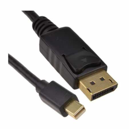 Spire Mini DisplayPort Male to DisplayPort Male Converter Cable, 2 Metres, Gold Connectors, Black