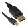 Spire Mini DisplayPort Male to DisplayPort Male Converter Cable, 2 Metres, Gold Connectors, Black