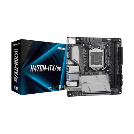 ASRock H470M-ITX/ac Intel Socket 1200 10th Gen Mini ITX HDMI/DisplayPort Dual M.2 USB C WiFi Motherboard