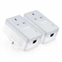 TP-LINK (TL-PA4010P KIT V4) AV600 10/100 Powerline Adapter Kit, 1-Port, AC Pass Through