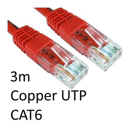 RJ45 (M) to RJ45 (M) CAT6 3m Red OEM Moulded Boot Copper UTP Network Cable