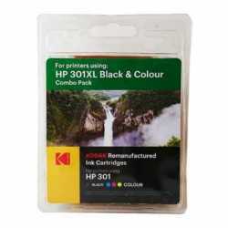 Kodak Remanufactured HP301XL, Black & Colour Inkjet Ink Combo Pack, 30ml