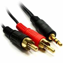 3.5mm (M) Stereo Jack to 2 x RCA Plug (M + M) 5m Black OEM Cable