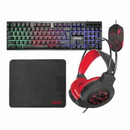 Jedel CP-01 Guardian 4-in-1 Gaming Kit - Backlit RGB Keyboard, 1000 DPI Mouse, 40mm Driver Headset, Mouse Mat
