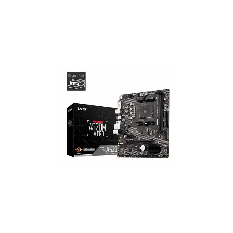 MSI A520M-A PRO AMD Socket AM4 Micro ATX HDMI/DVI USB 3.2 Gen1 M.2 Motherboard