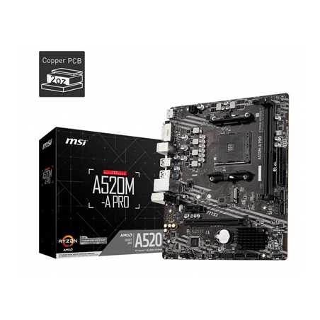 MSI A520M-A PRO AMD Socket AM4 Micro ATX HDMI/DVI USB 3.2 Gen1 M.2 Motherboard