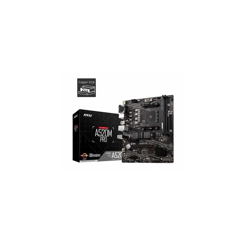 MSI A520M PRO AMD Socket AM4 Micro ATX VGA/HDMI/DIsplayPort USB 3.2 Gen1 M.2 Motherboard