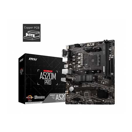 MSI A520M PRO AMD Socket AM4 Micro ATX VGA/HDMI/DIsplayPort USB 3.2 Gen1 M.2 Motherboard