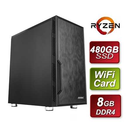 Antec AMD 3400G 3.7GHZ Quad Core 8GB RAM 480GB SSD with Wireless Card - Pre-Built System