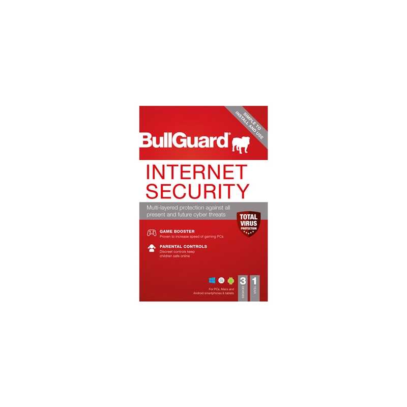 Bullguard Internet Security 2021 1Year/3 Device Multi Device Single Retail Licence English