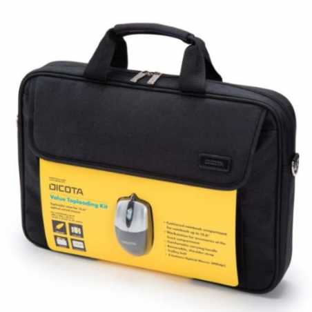 Dicota (D30805-V1) Carry Case & Mouse Bundle - 15.6" Value Toploader Kit in Black with USB Optical Mouse