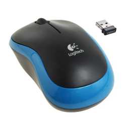 Logitech M185 Wireless Notebook Mouse, USB Nano Receiver, Black/Blue