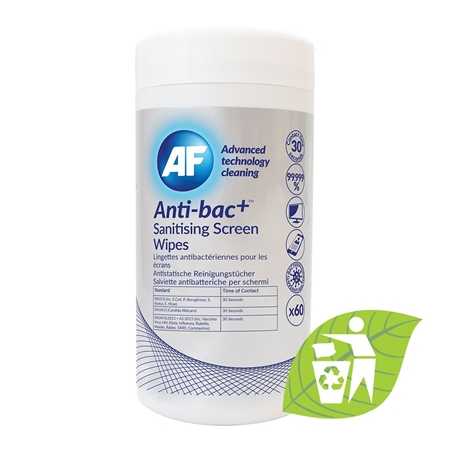 Anti-bacterial sanitizing screen wipes tub of 60