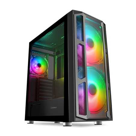 GameMax F15G Full Tower 1 x USB 3.0 / 2 x USB 2.0 Tempered Glass Side & Front Window Panels Black Case with Addressable RGB LED 