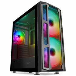 GameMax F15M Full Tower 1 x USB 3.0 / 2 x USB 2.0 Tempered Glass Side Window Panels With Mesh Front Panel Black Case with Addres