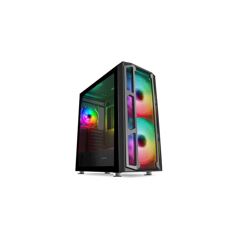 GameMax F15M Full Tower 1 x USB 3.0 / 2 x USB 2.0 Tempered Glass Side Window Panels With Mesh Front Panel Black Case with Addres