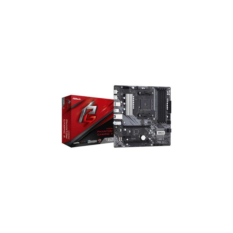 ASRock A520M Phantom Gaming 4 AMD Socket AM4 HDMI/DIsplayPort Micro ATX USB 3.2 Gen1 Motherboard