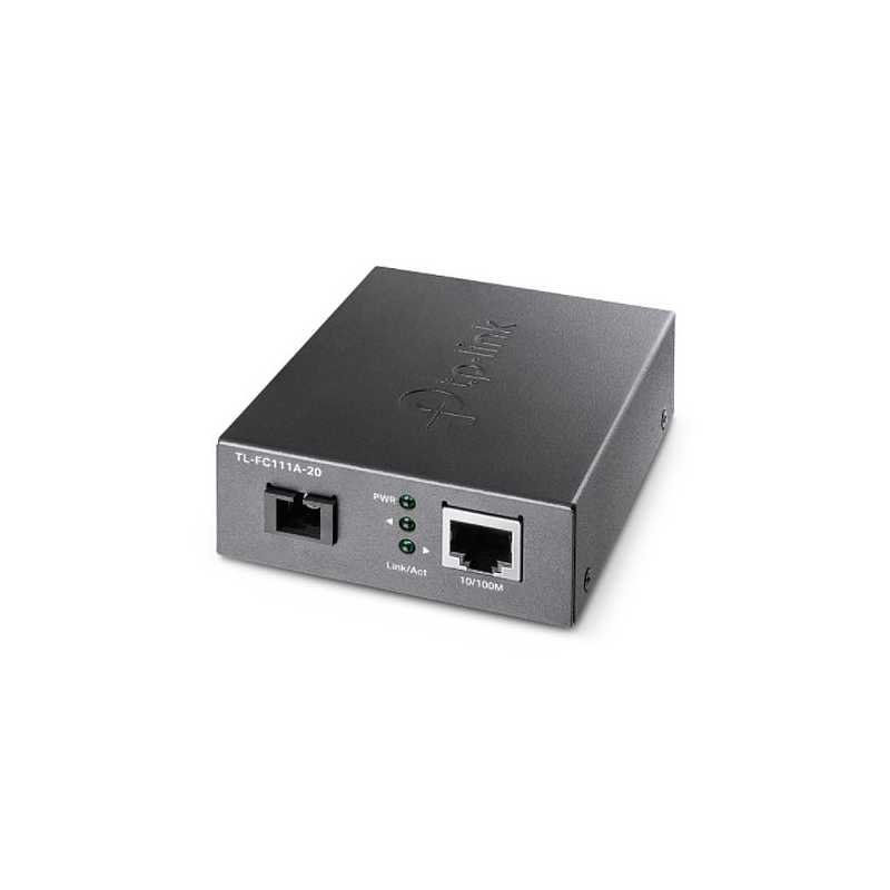 TP-LINK (TL-FC111A-20) 10/100 Mbps WDM Media Converter, up to 20km, 802.3u 10/100Base-TX, 100Base-FX, Single-Mode, Half-Duplex/F