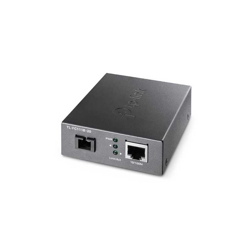 TP-LINK (TL-FC111B-20) 10/100 Mbps WDM Media Converter, up to 20km, 802.3u 10/100Base-TX, 100Base-FX, Single-Mode, Half-Duplex/F