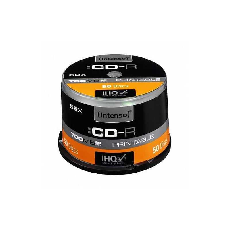 Intenso CD-R, 700MB/80 Minutes, 52x Speed, Printable, Cake Box of 50