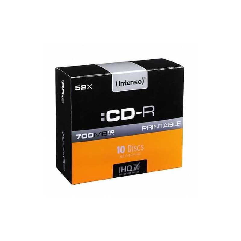 Intenso CD-R, 700MB/80 Minutes, 52x Speed, Printable, Slim Case 10 Pack