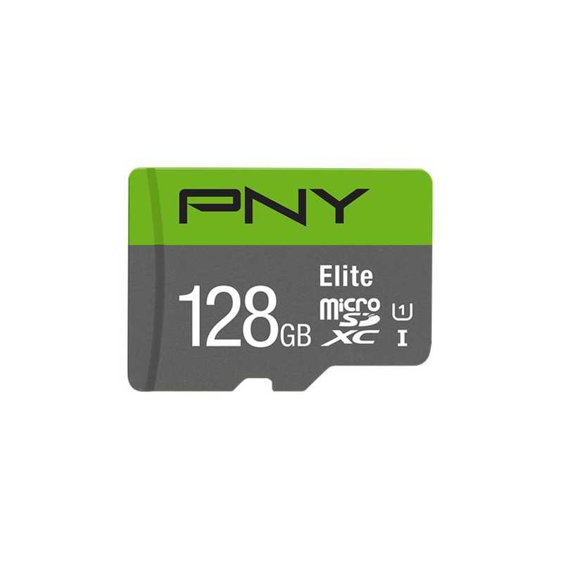 PNY microSDXC Elite 128GB Micro SDXC Card with SD Adapter, UHS-I Class 10