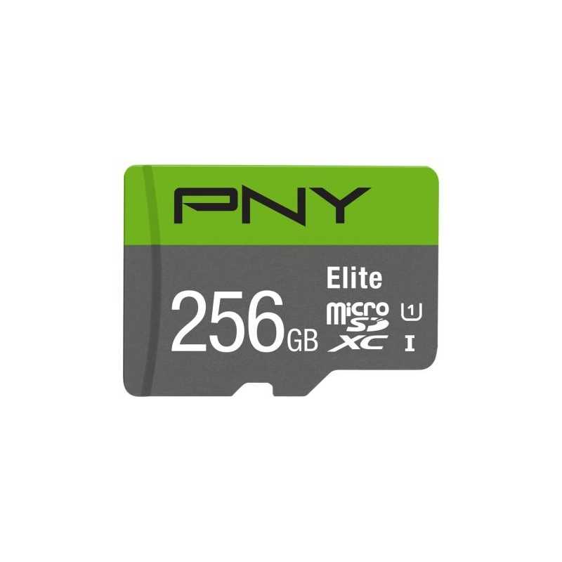 PNY microSDXC Elite 256GB Micro SDXC Card with SD Adapter, UHS-I Class 10