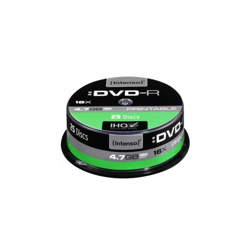 Intenso DVD-R, 4.7GB/120 Minutes, 16x Speed, Single Layer, Printable, Cake Box of 25