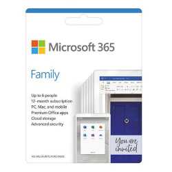 Microsoft Office 365 Family, 6 Users (PCs/Macs, Tablets & Phones), 1 Year Subscription