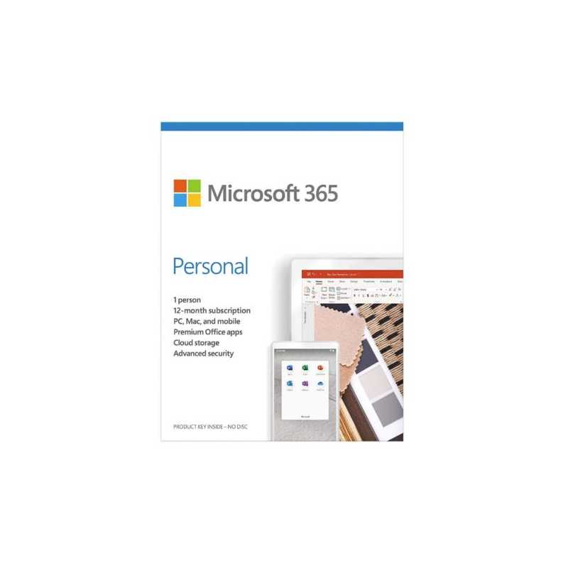 Microsoft Office 365 Personal, 1 User, 1 Device, 1 Year Subscription, 32 & 64 bit, Medialess