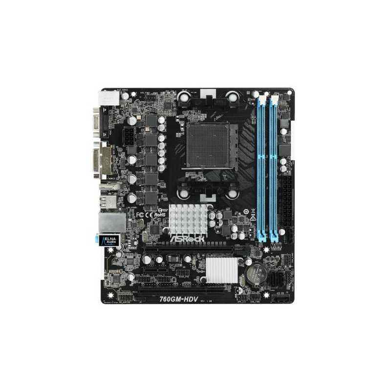 Asrock 760GM-HDV, AMD 760G, AM3+, Micro ATX, 2 DDR3, VGA, DVI, HDMI, 125W CPU Support