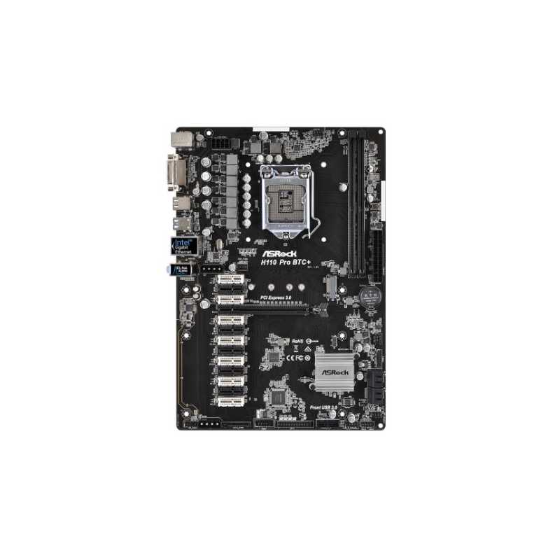 Asrock H110 PRO BTC+, Intel H110, 1151, ATX, DDR4, DVI, M.2, 12 x PCIe2.0 x1, M.2