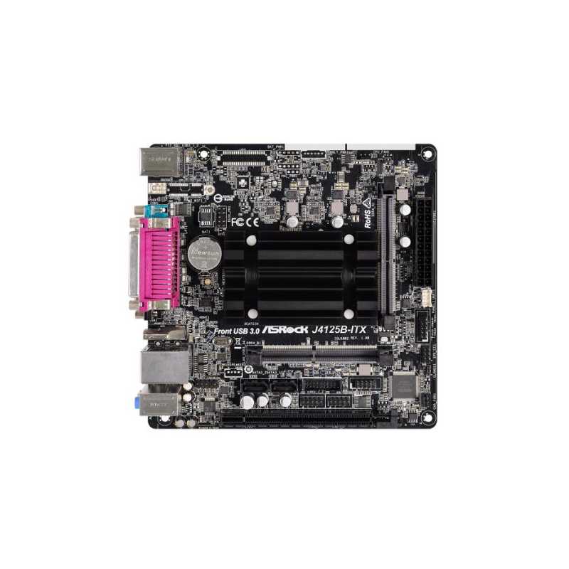 Asrock J4125B-ITX, Integrated Intel Quad-Core J4125, Mini ITX, DDR4 SODIMM, VGA, HDMI, Serial Port, Parallel Port