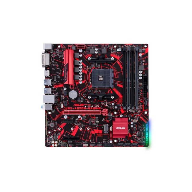 Asus Expedition A320M GAMING, AMD A320, AM4, Micro ATX, DDR4, DVI, HDMI, Non-stop Durability, RGB Lighting, M.2