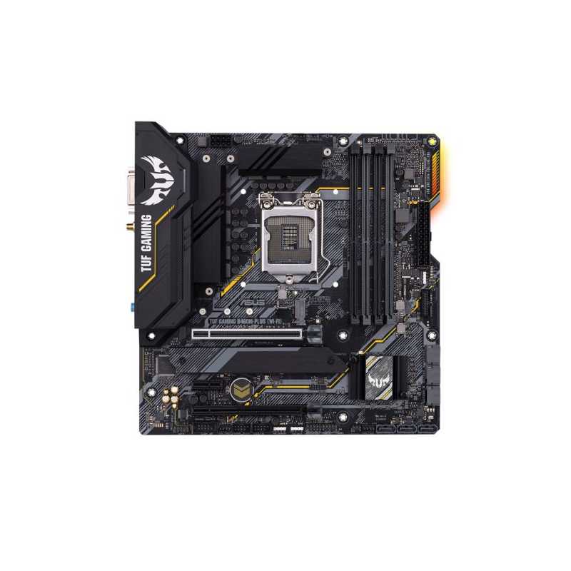 Asus TUF GAMING B460M-PLUS (WI-FI), Intel B460, 1200, Micro ATX, 4 DDR4, XFire, DVI, HDMI, DP, AX Wi-Fi, RGB Lighting, M.2
