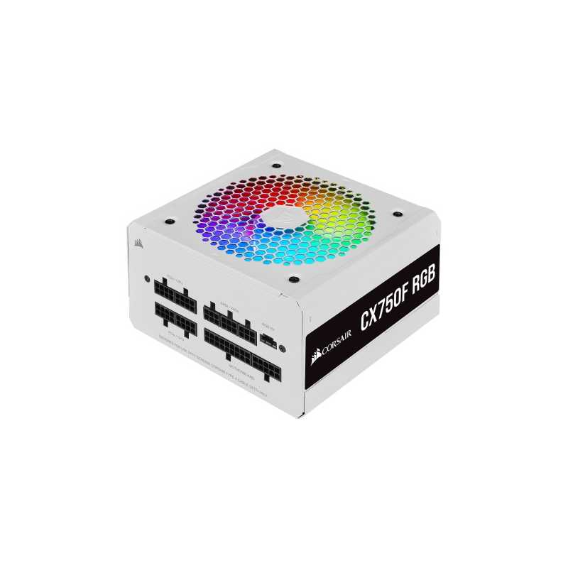 Corsair 750W CX-F RGB Series CX750F PSU, Fully Modular, Rifle Bearing Fan, 80+ Bronze, RGB Fan, White