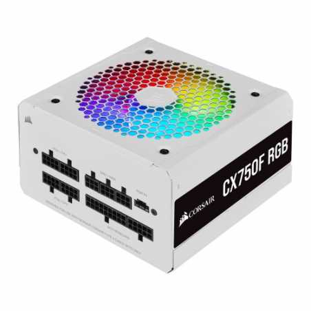 Corsair 750W CX-F RGB Series CX750F PSU, Fully Modular, Rifle Bearing Fan, 80+ Bronze, RGB Fan, White