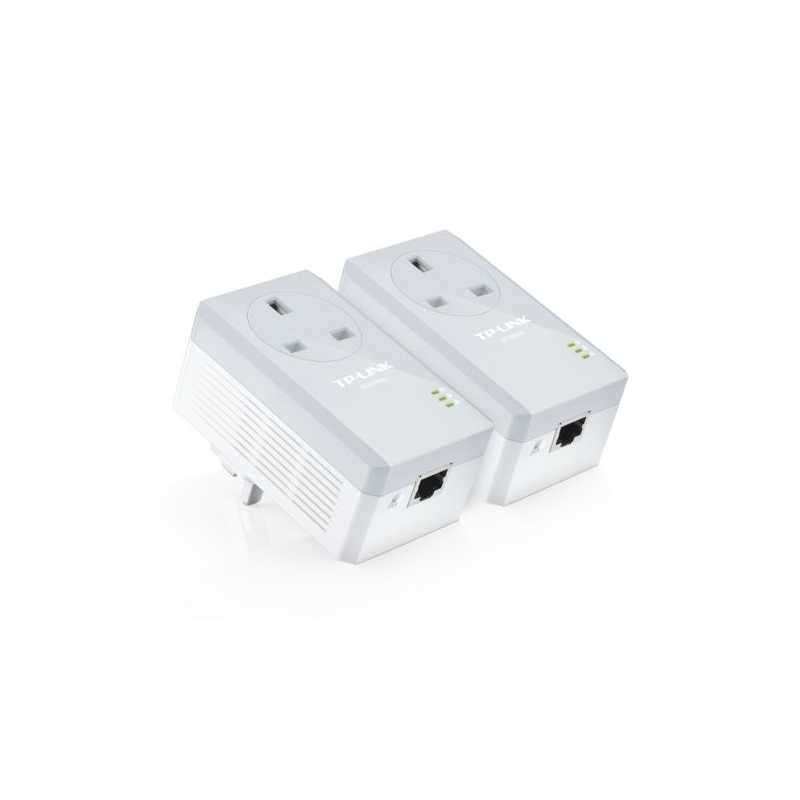 TP-LINK (TL-PA4010P KIT V4) AV600 10/100 Powerline Adapter Kit, 1-Port, AC Pass Through